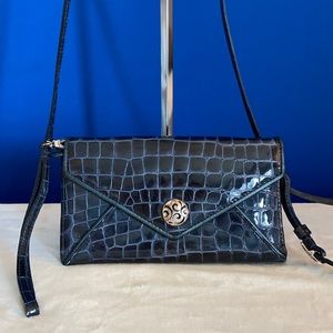 BRIGHTON Blue Leather Crossbody Clutch Wristlet